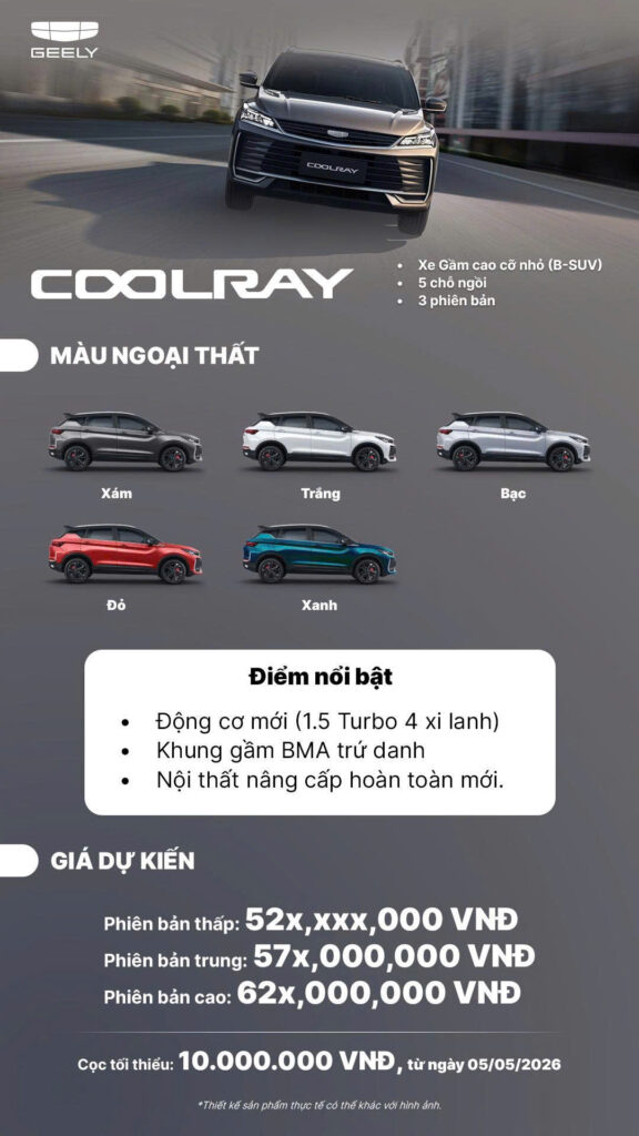geely-new-coolray 2026 báo giá, ưu đãi và lái thử tại Geely Long Biên 0966700152